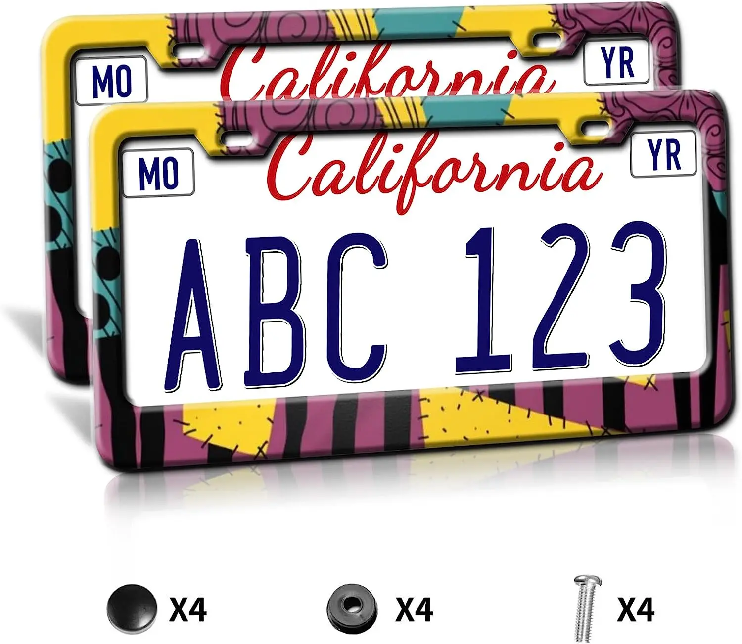 

2 Pieces License Plate Frames Abstract License Plates Covers Aluminum Stainless Metal License Plate Holder Car Accessories Tag