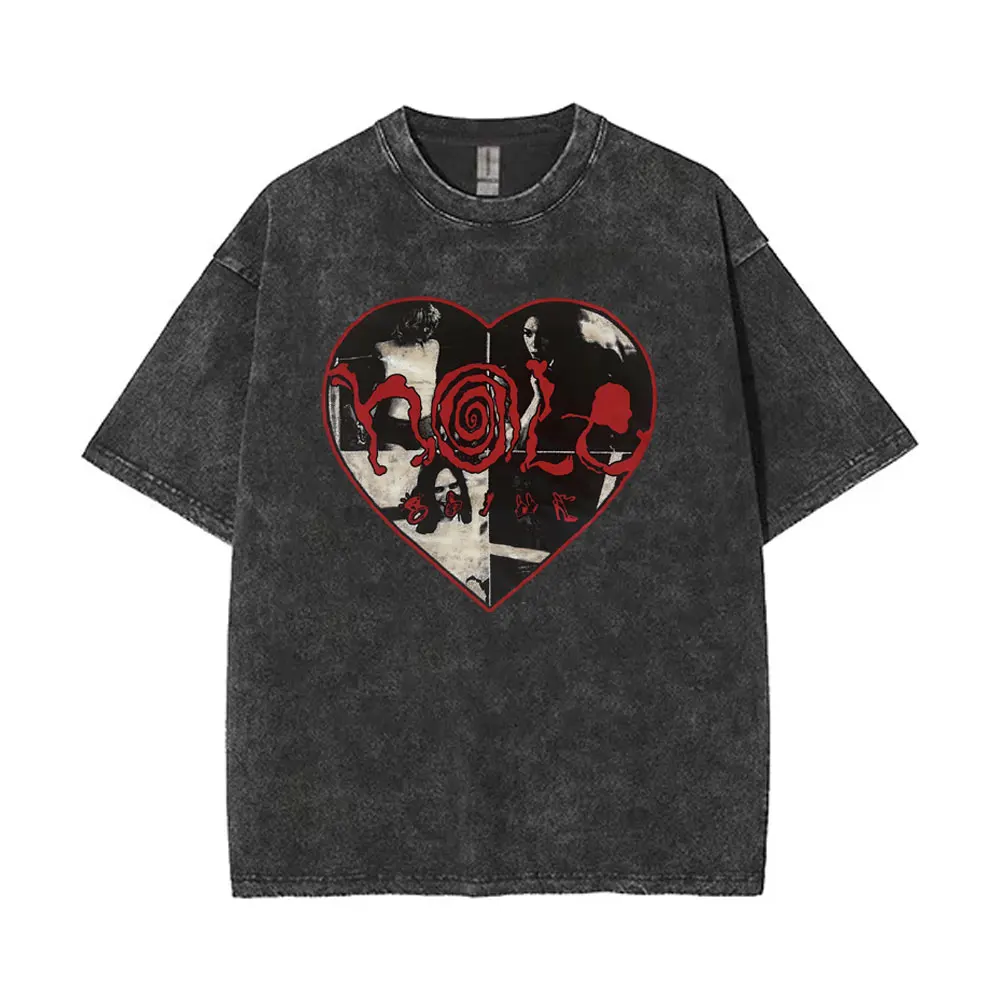 Фото Alternative Grunge Rock Band Hole Courtney Love Pretty on The Lnside Vintage Washed T Shirts Male Oversized T-shirts Streetwear №3