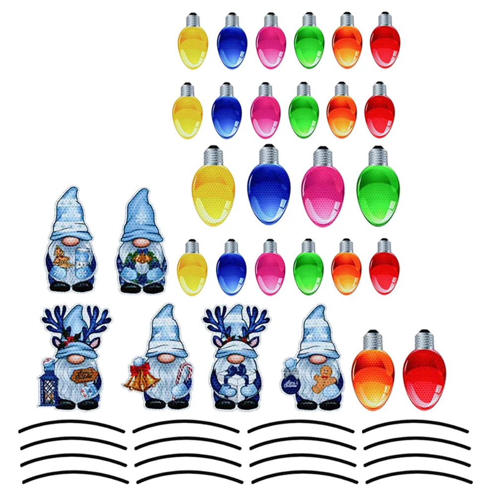 

Decorative Magnets Sticker Xmas Car Decals Reflective Light Bulb Decorations Fridge