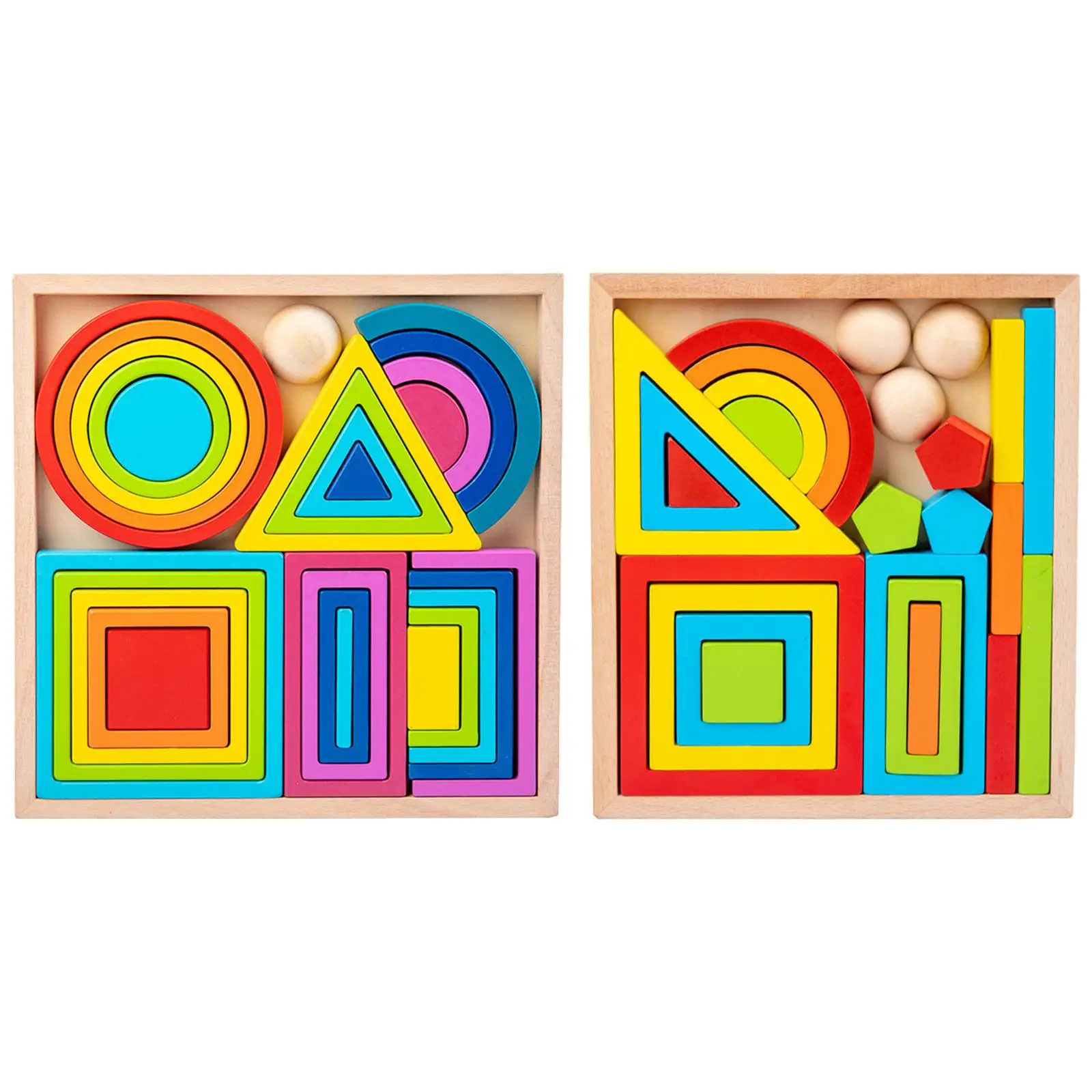 

Wooden Rainbow Nesting Building Blocks Puzzle Toys Geometry Building Blocks