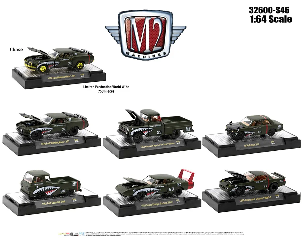 

M2 Machines 1:64 Shark Mouth Ford Dodge Chevrolet Picadat Collection 2023 k3010