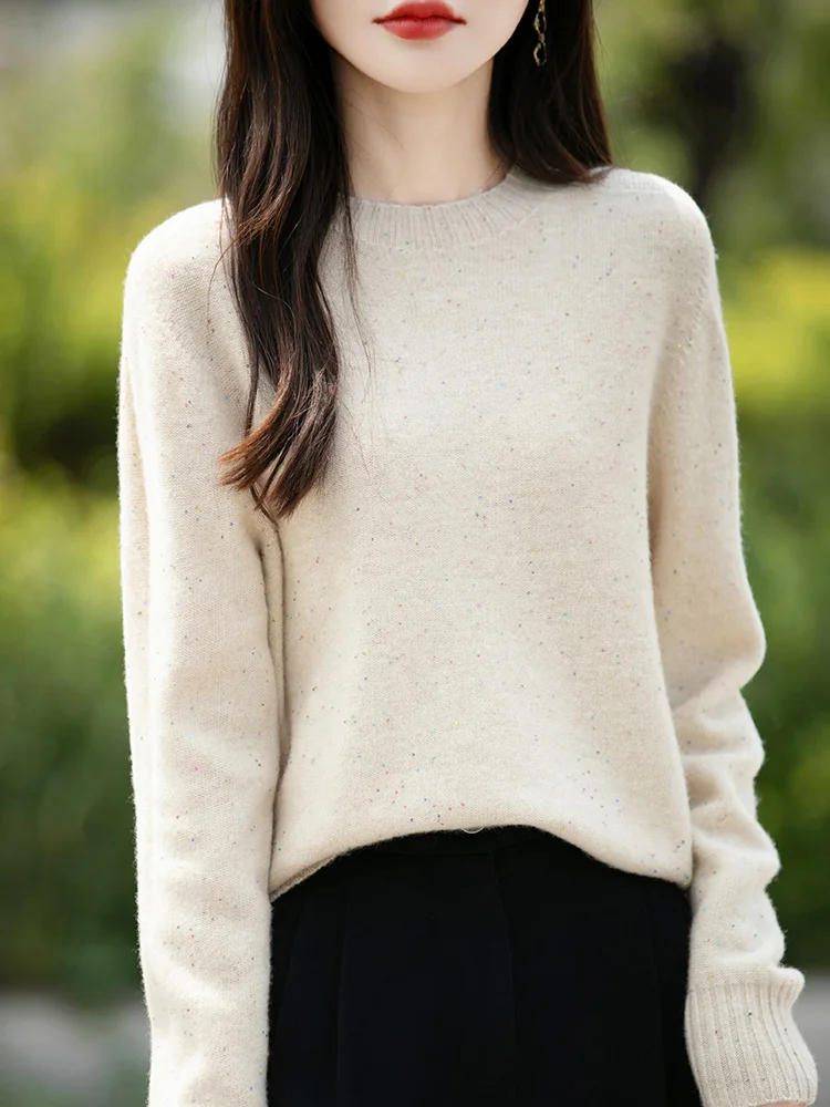 Осень-зима 2024 женская трикотажная нижняя рубашка с круглым вырезом корейская