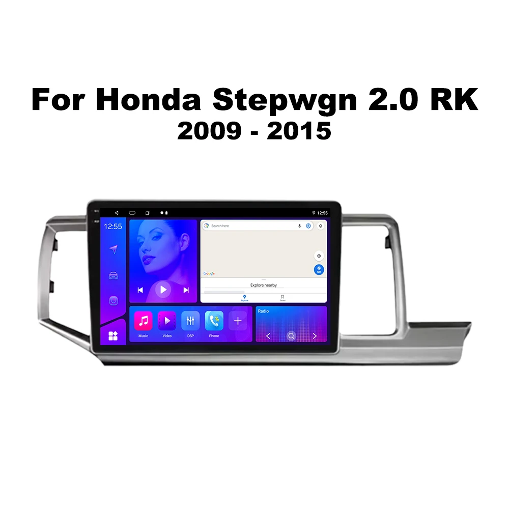Автомобильный радиоприемник Android 14 для Honda Stepwgn 2.0 RK 2009-2013-2015 мультимедийный BT Carplay