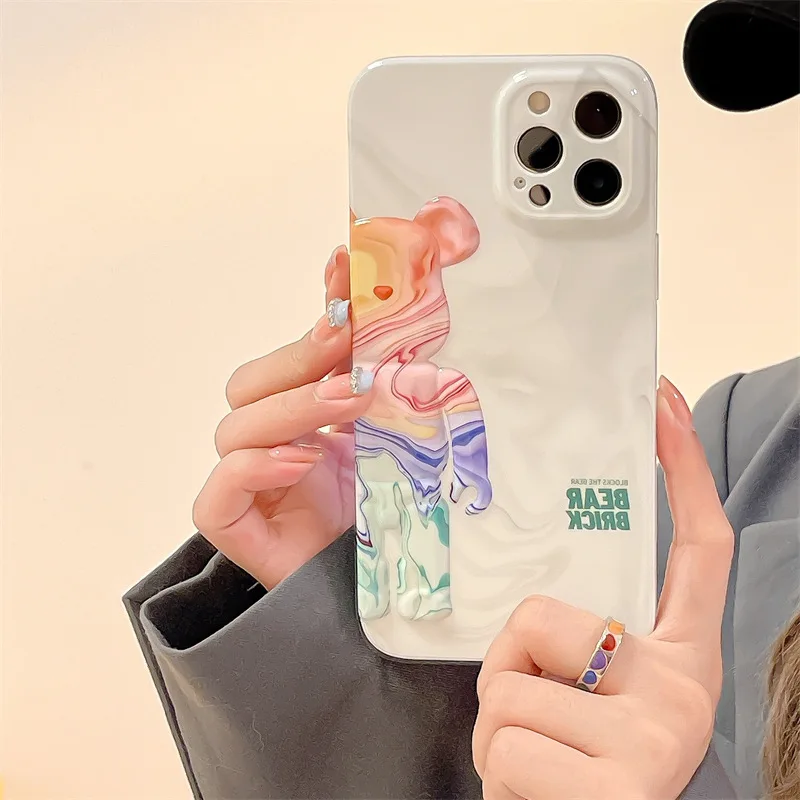 

Fashion 3D Stereo Color Cartoon Bear Phone Case Cover for IPhone 11 12 13 Pro X XR XS Max Shockproof Case for IPhone 13 Cases