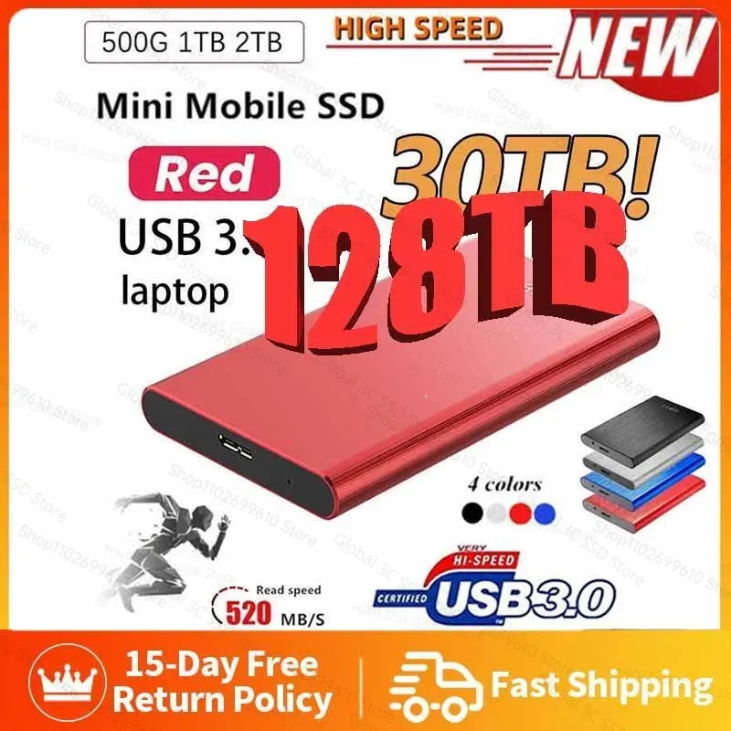 Portable Original High-speed 1TB 2TB SSD 64TB 128TB External Hard Drive Mass Storage USB 3.0 Interface for Computer Notebook