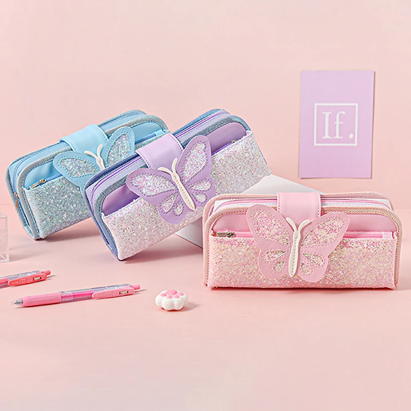 

Splittable Butterfly cute pencil case Girl pencil bag kawaii pen case gifts for children Student pen bag School supplies storage