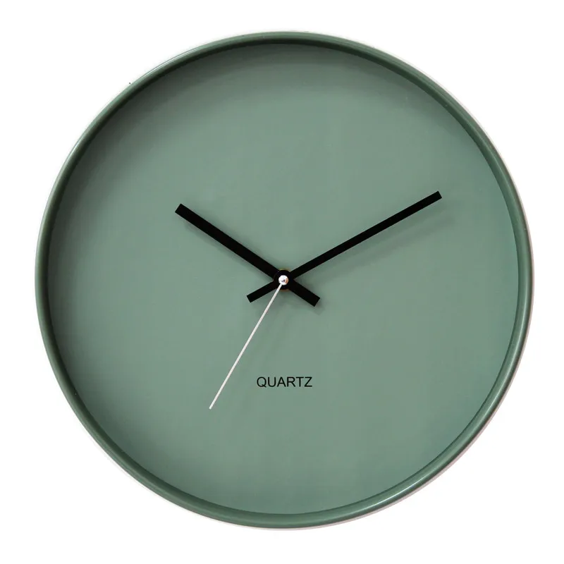 

Round Simple Wall Clock Nordic Design Living Room Green Wall Watch Plastic Ins Wind Duvar Saatleri Household Products EF50WC