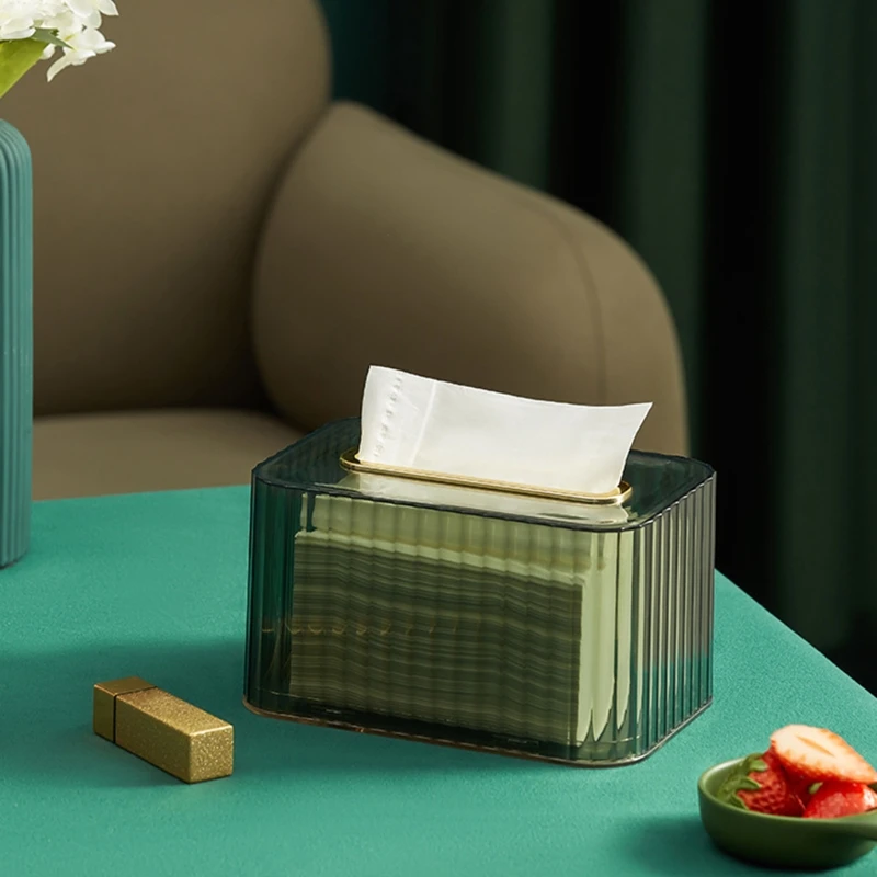 

Transparent Spring Tissue Box PET Paper Dispenser for Home Office Living Room Dinning Table Clear Desk Napkin Boxes