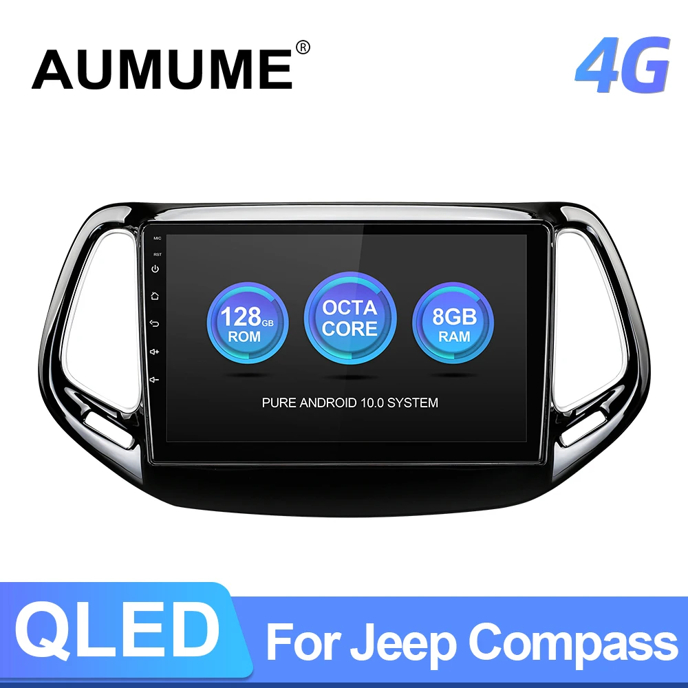 

QLED Android Auto Radio For Jeep Compass 2 MP 2016 2017 2018 2019 GPS Car Multimedia Carplay Player Octa Core RAM 4G Net No 2Din