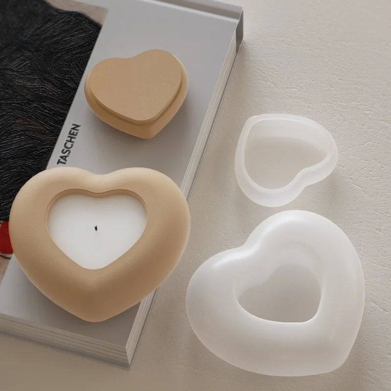 Баночка для свечей в форме сердца гипсовая силиконовая форма сделай сам коробка