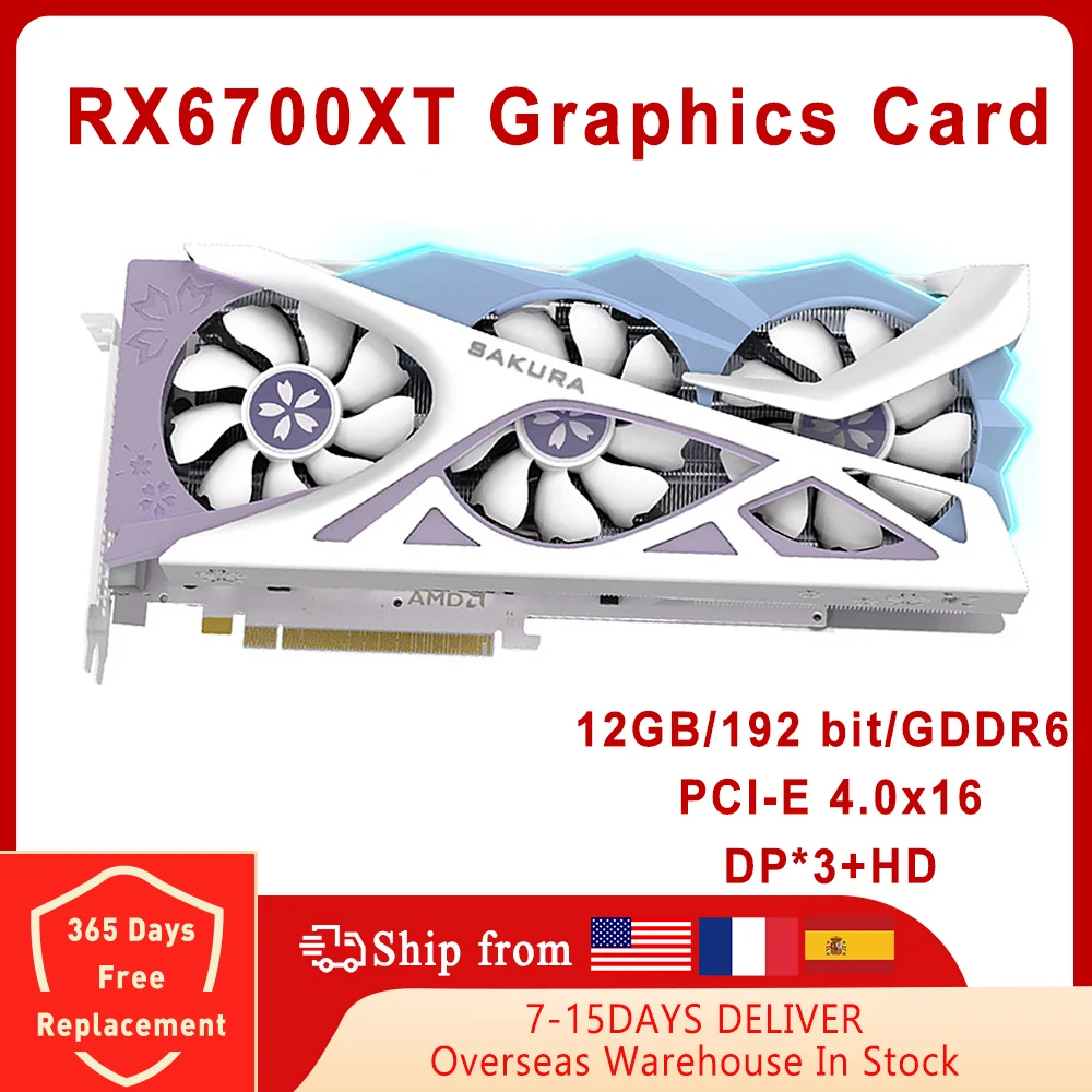 

Yeston Radeon RX 6700 XT GPU 12GB GDDR6 192 bit 7nm 2433/16000MHz Gaming Desktop computer PC Video Graphics Cards support DP/HD