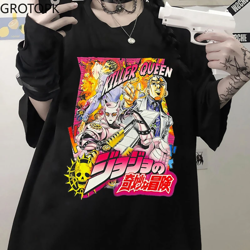 

Лидер продаж, футболка с рисунком японского аниме, с принтом «Необычные приключения Джоджо», «Кира йошикаге», «Killer Queen», для мужчин и женщин, ...