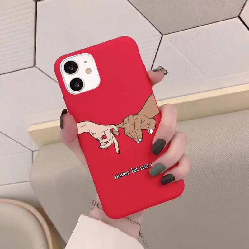 

MaiYaCa Lover Hand Line Simple Phone Case Soft Solid Color for iPhone 11 12 13 mini pro XS MAX 8 7 6 6S Plus X XR