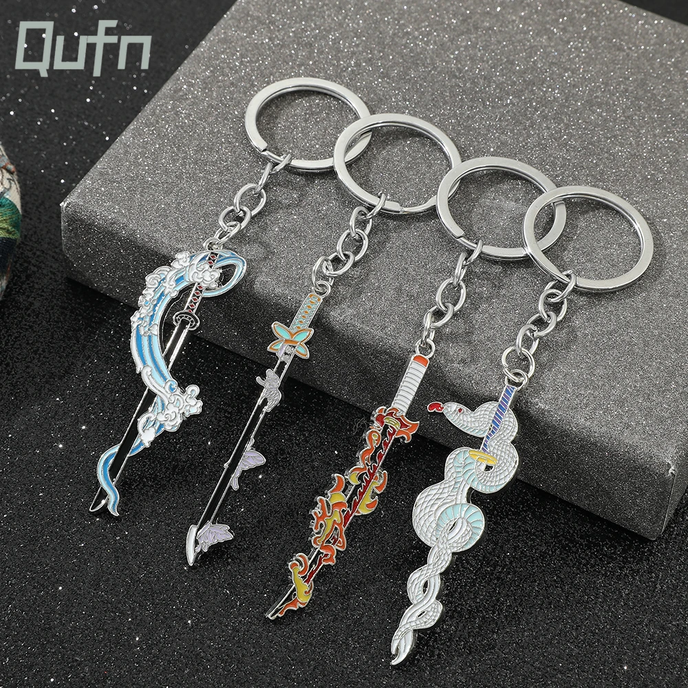 Demon Slayer Keychain Accessories Sword Anime Accessories Keyring Llaveros Originales Backpack Keychains Woman Car Accessories