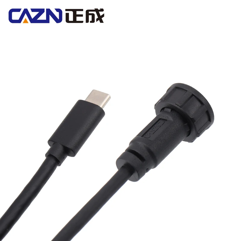 Фото CAZN Водонепроницаемый кабель USB C Type-C «папа-папа» с перемычкой и резьбой байонетного типа 5,0G 10,0G №3