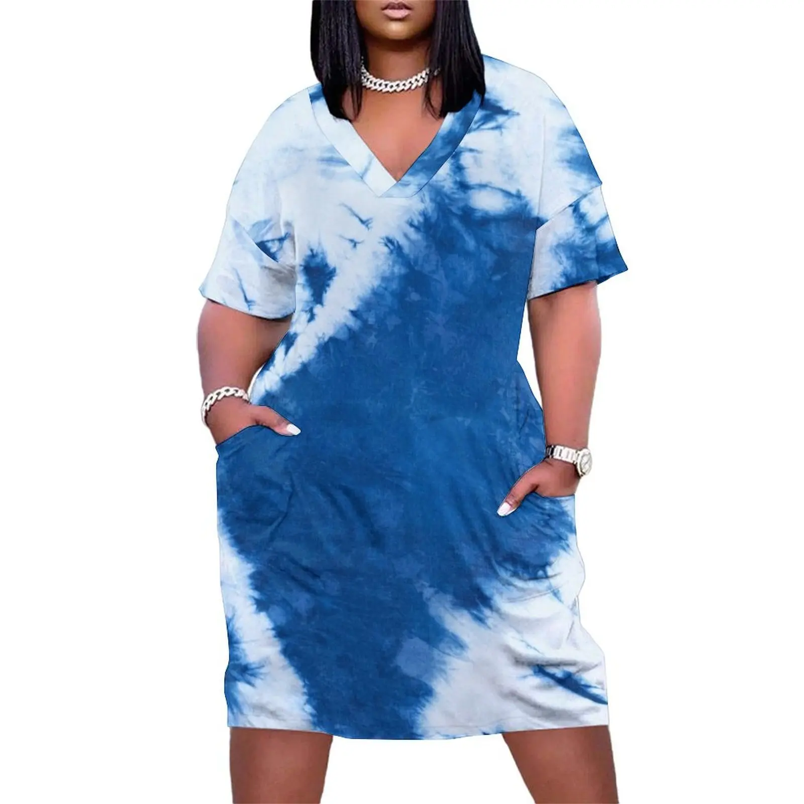 Женское платье Shibori из полиэстера и спандекса