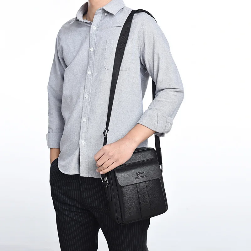 New Business Men's Leather Shoulder Bag Korean Style Luxury Male Messenger Bag Casual Crossbody Bag For Man