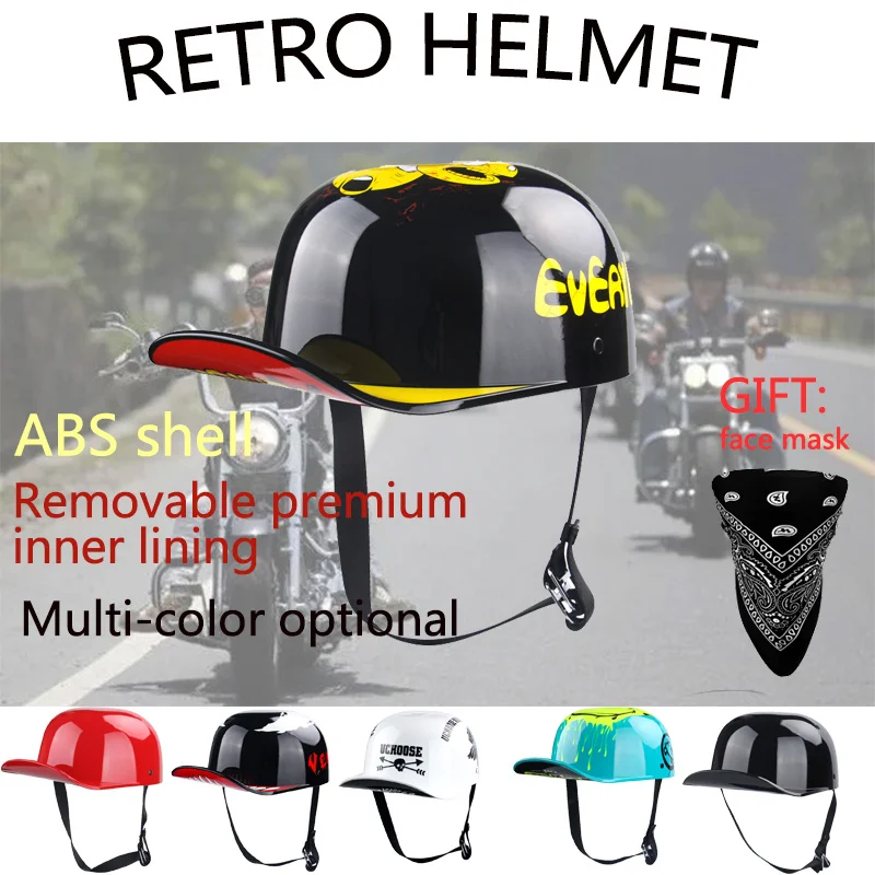 

2022 Motorcycle Helmet Retro Gangster DS Personality Baseball Cap Helmet Motorcycle Scoop Helmet Summer Helmet Unisex