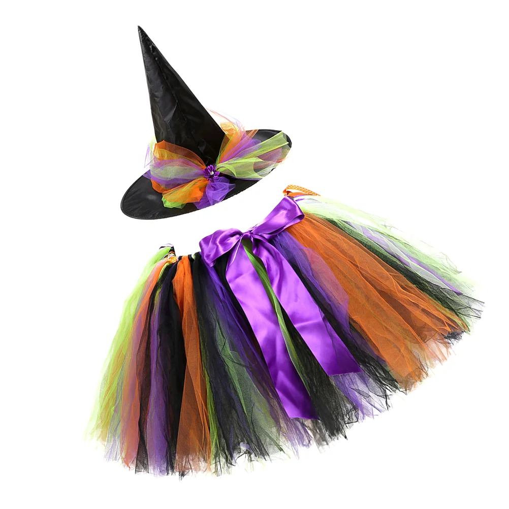 

Костюм ведьмы, костюм ведьмы для девочек, довольно фиолетовая шляпа-платье, комплект юбки-пачки для фестиваля, юбка-фонарик ведьмы, Детский комплект