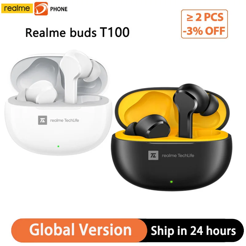 

Беспроводные спортивные наушники Realme TechLife Buds T100, Bluetooth 5,3, TWS, 88 мс