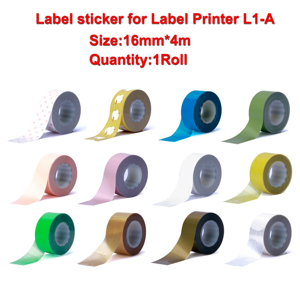 16mm*4m Label Tape For MakeID L1 Bluetooth Thermal Label Printer L1-A Pocket Maker Inkless Printing DIY Sticker for Home Office