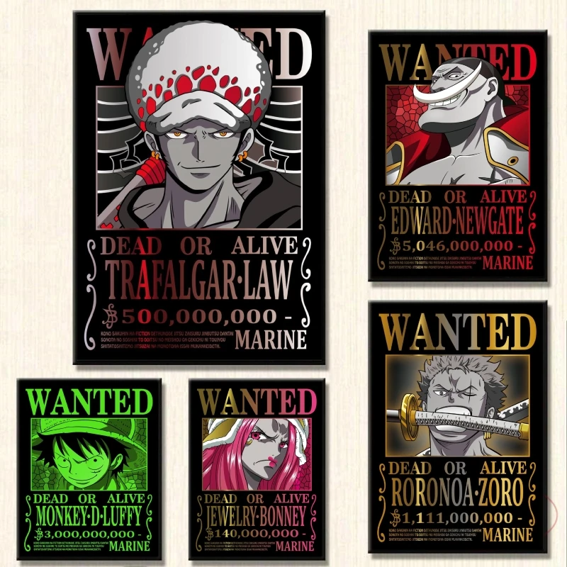 

Canvas Art Walls Painting One Piece Law Zoro Bounty Wanted Posters Decoration Modular Prints Decorative Classic Picture Home