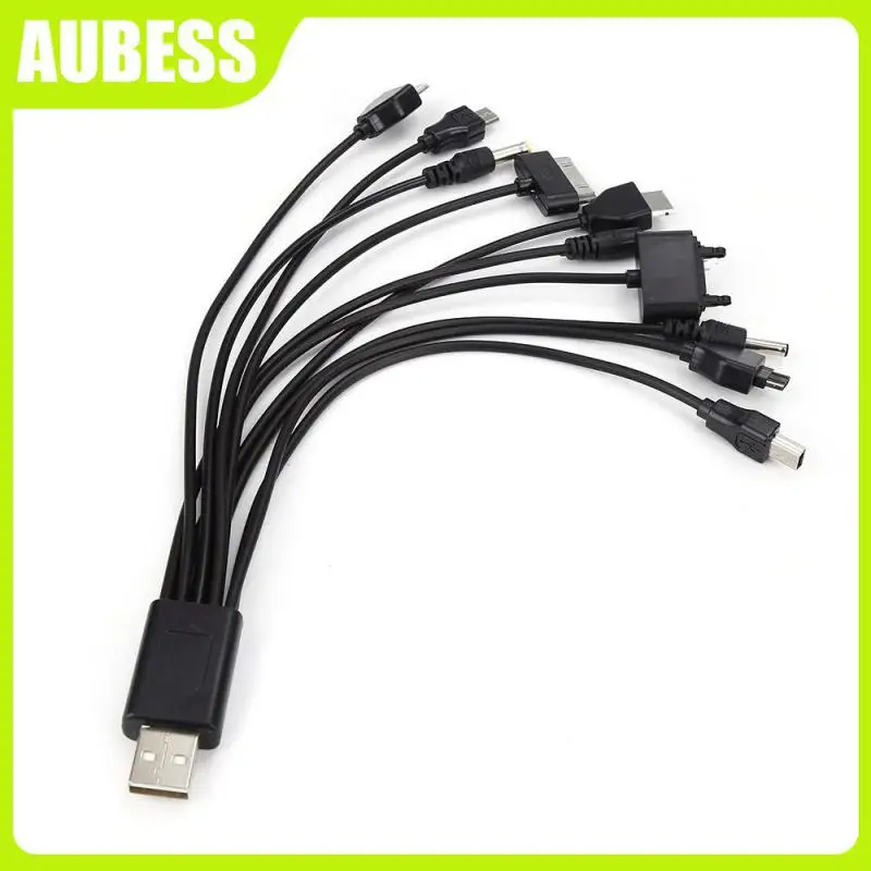 

New Useful Black 10 In 1 USB 2.0 Version Multi Charger Mobile Phone Cable Universal A Male To Multi Plug Charger Cable