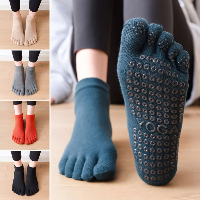 

Новинка, спортивные носки для фитнеса в помещении, носки из чистого хлопка, все включено, носки с пятью пальцами, нескользящие носки для танцев и йоги