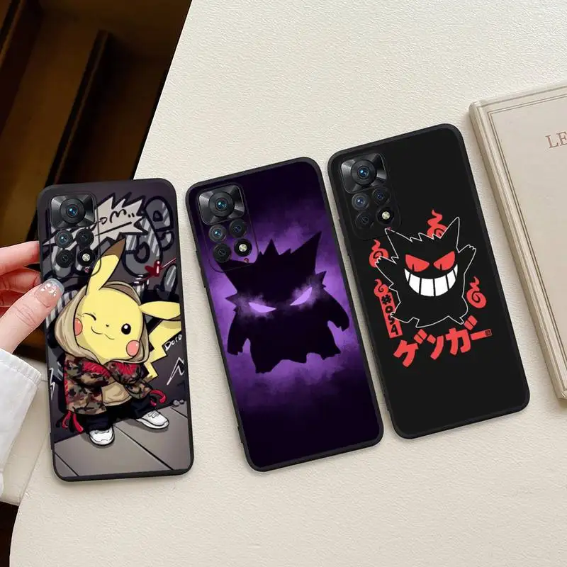 Купи Cute Cartoon Pokemon Pikachu Gengar Phone Case For Redmi Note 11E 11S 11 10 9 Pro 9A K20 K30 K40 Soft Silicone Cover за 120 рублей в магазине AliExpress