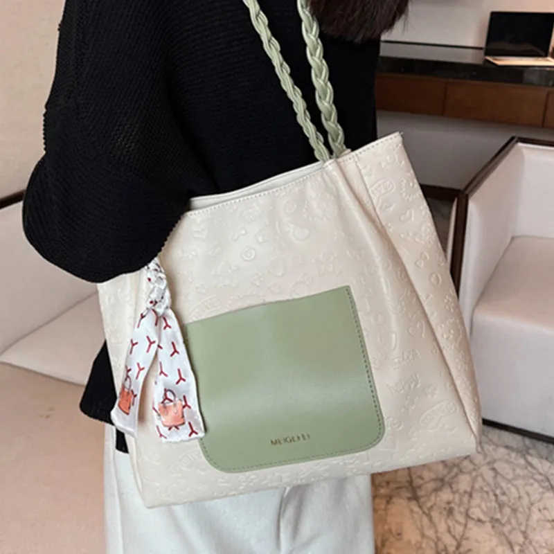 

Стильная мягкая кожаная женская сумка-тоут, роскошные контрастные цветные сумочки, шелковые ранцы, Женская вместительная сумка через плечо