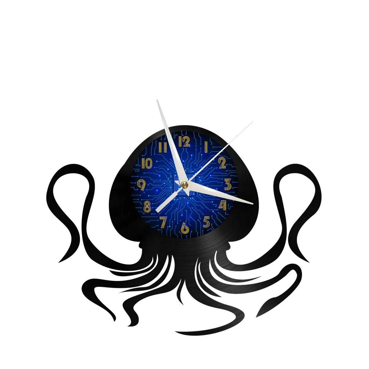

Jellyfish Sea Animals Decoration Vinyl Wall Clock, Vinyl Record Clock Wall Art Silent & Non-ticking