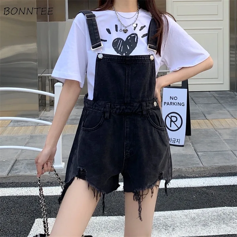 

Rompers Women Cool Strap Streetwear Solid Denim Summer Ulzzang Loose Thin Basic Sexy College Fashion Ropa Mujer Verano Chic New