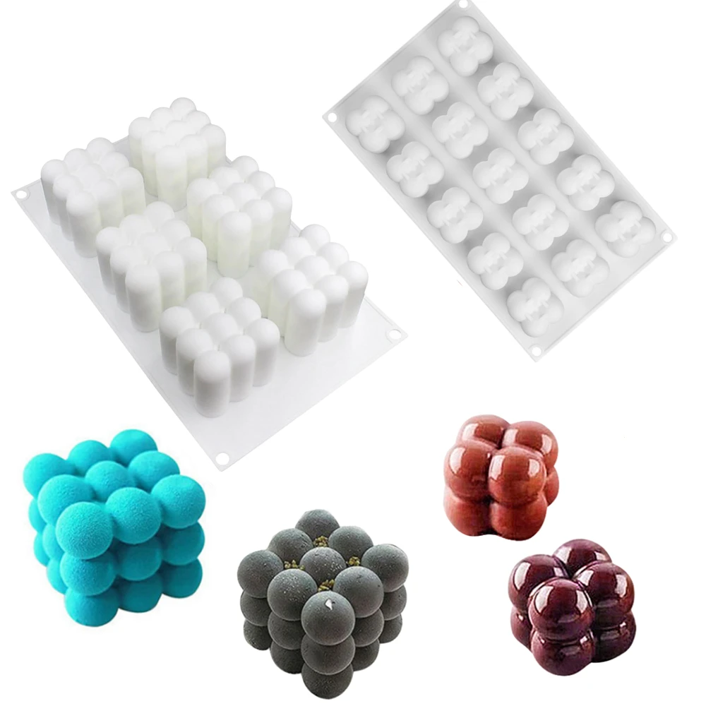 

15/6 Cavities 3D Cube Fondant Cake Molds Kitchen Baking Pastry Tray Tool Silicon Dessert Mousse Chocolate Pudding Bakeware Mould