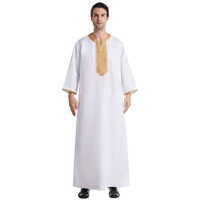 muslim fashion men simple long robe middle east dubai islamic clothing embroidered robe abaya saudi arabic de moda musulmana