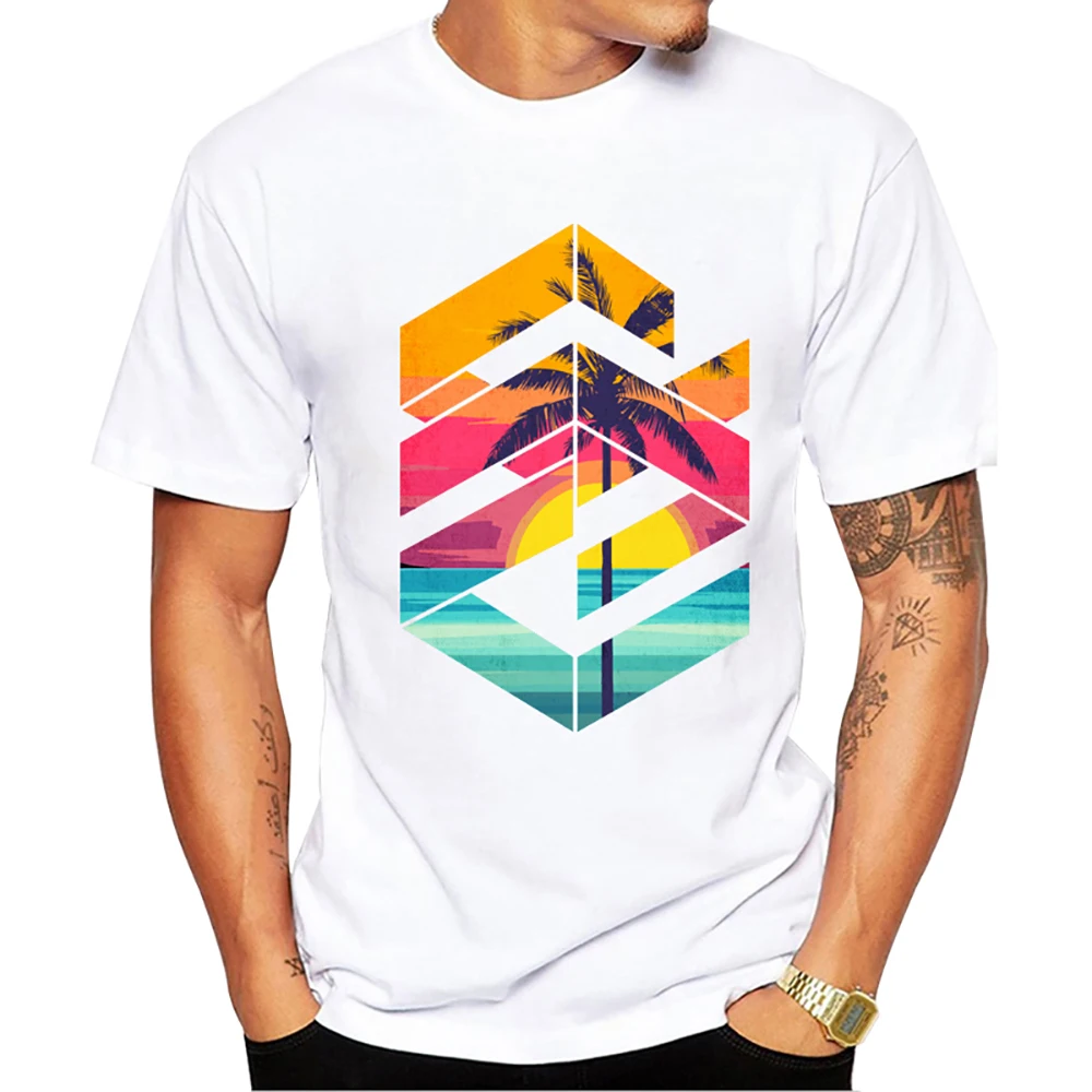 TEEHUB Neue Ankunft 2019 Mode Grunge Tropft Türkis Nebligen Wald Druck Männer T-Shirt Kurzarm Oansatz Tops Hipster T – Detail 7