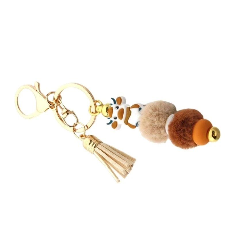 Фото C71D Highland Cow Cool Coolchain мягкий силиконовый куринг с красочными кисточками ключевые кольца аксессуары для женщин №1