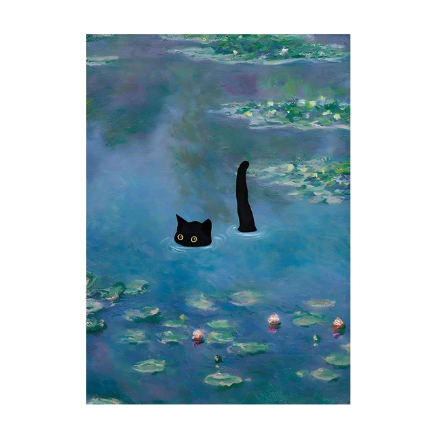 

Картина "Звездная ночь" с котом на холсте