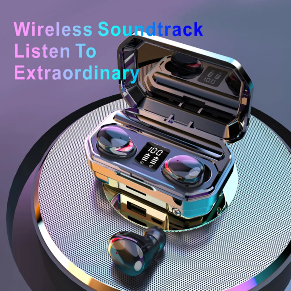 

M12 TWS Bluetooth Headphone Stereo Sports Wireless Headset Touch Control With Microphone Flashlight 2000mAh Shell