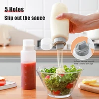 new condiment squeeze bottles 350175ml 5 hole ketchup mustard bottle transparent mayo honey dispenser sauces storage container