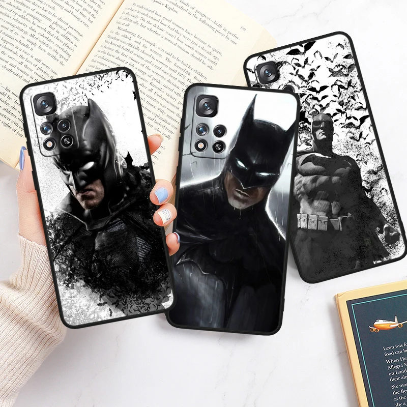 B-batmans Superhero Cool для Redmi Note 13 12 Turbo 11T 11P 11E 11S 10T 10S 10 9 Pro Plus Max силиконовый черный телефон