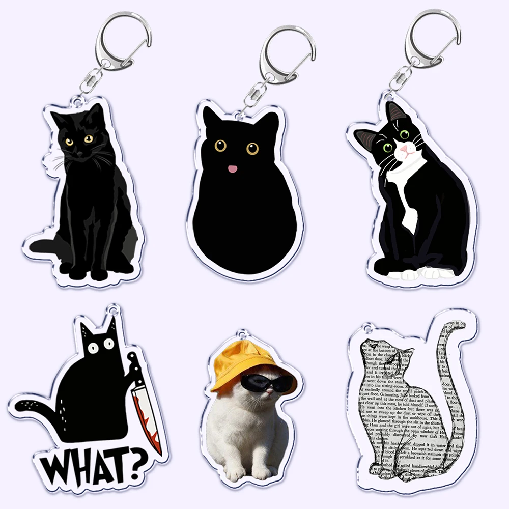 

Funny Black Cat Acrylic Keychain Blep Tongue Not Talk To Me I Am Angry Keyring Key Ring Chains for Bag Pendant Aaccessories Gift