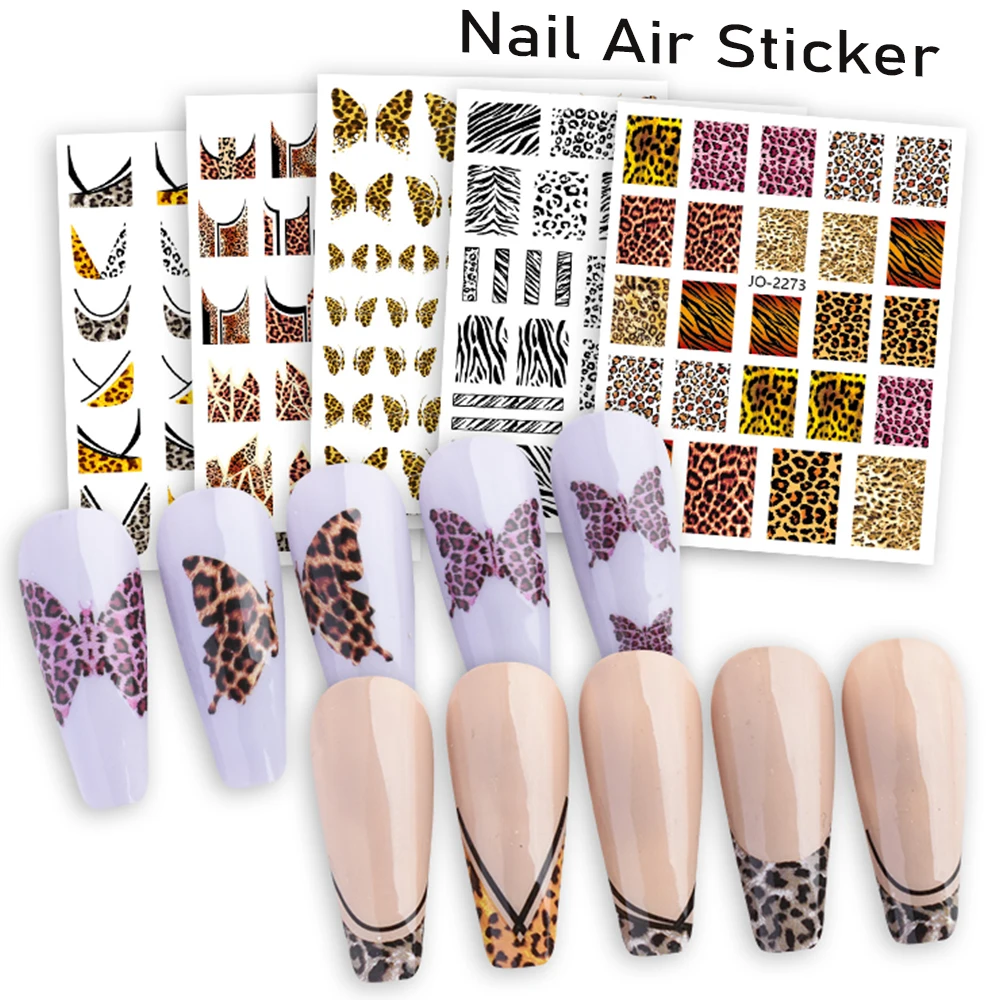 

Leopard Print Nail Art Stickers Butterfly Zebra Print Collection Decor Design Foils Sliders Manicure Decals Wraps Press on Nails