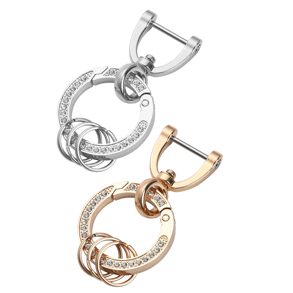 

2pcs Bag Pendant Delicate Key Ring Car Key Hanging Ornaments Bling Keychain Charm