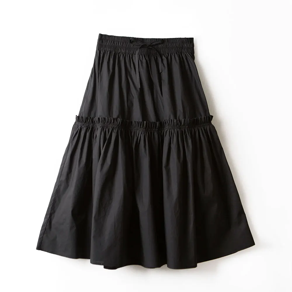 

Casual Ruffle Tiered A Line Cotton Skirt Black S,M,L