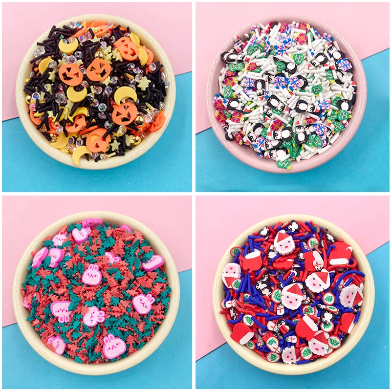 

30/65 г Смешанные на Рождество и Хеллоуин; Серии полимерные глиняные ломтики красочные посыпка для слипы из наполнитель ручной работы чехол д...