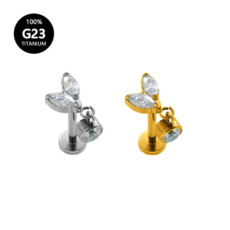 

ASTM F136 G23 Titanium CZ Zircon Tragus Earrings Flower Crystal Internal Thread Labret Helix Piercing Lip Ear Cartilage Stud 16G