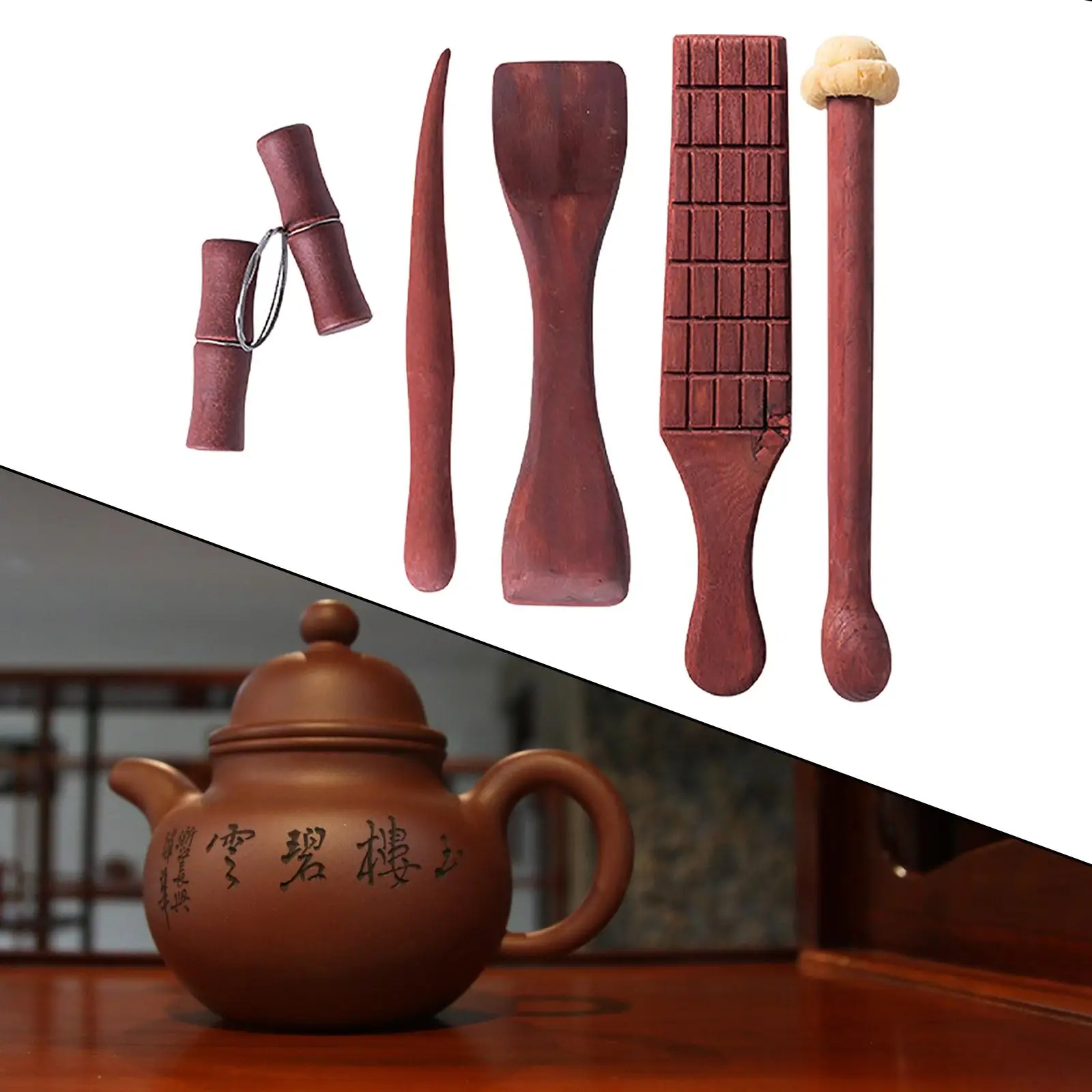 

5Pcs/Set Wooden Polymer Clay Tools Making Purple Clay Pot DIY