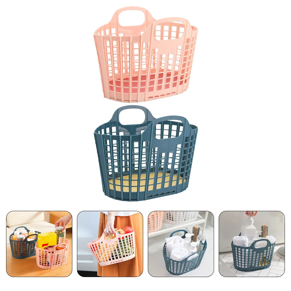 

2pcs Baskets Portable Shower Tote Drainage Toiletry Bag Box Bins Shower Caddy Basket Portable Small Organizer Tote