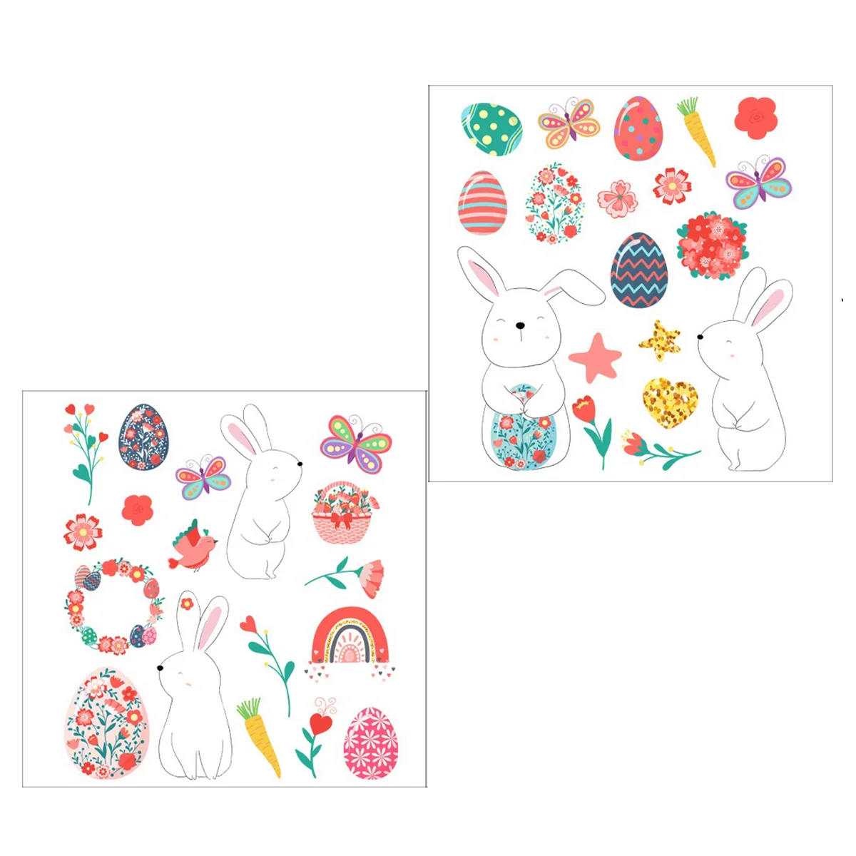 

2 Sheets Rabbit Window Stickers Easter Bunny Window Decals Wall Decors