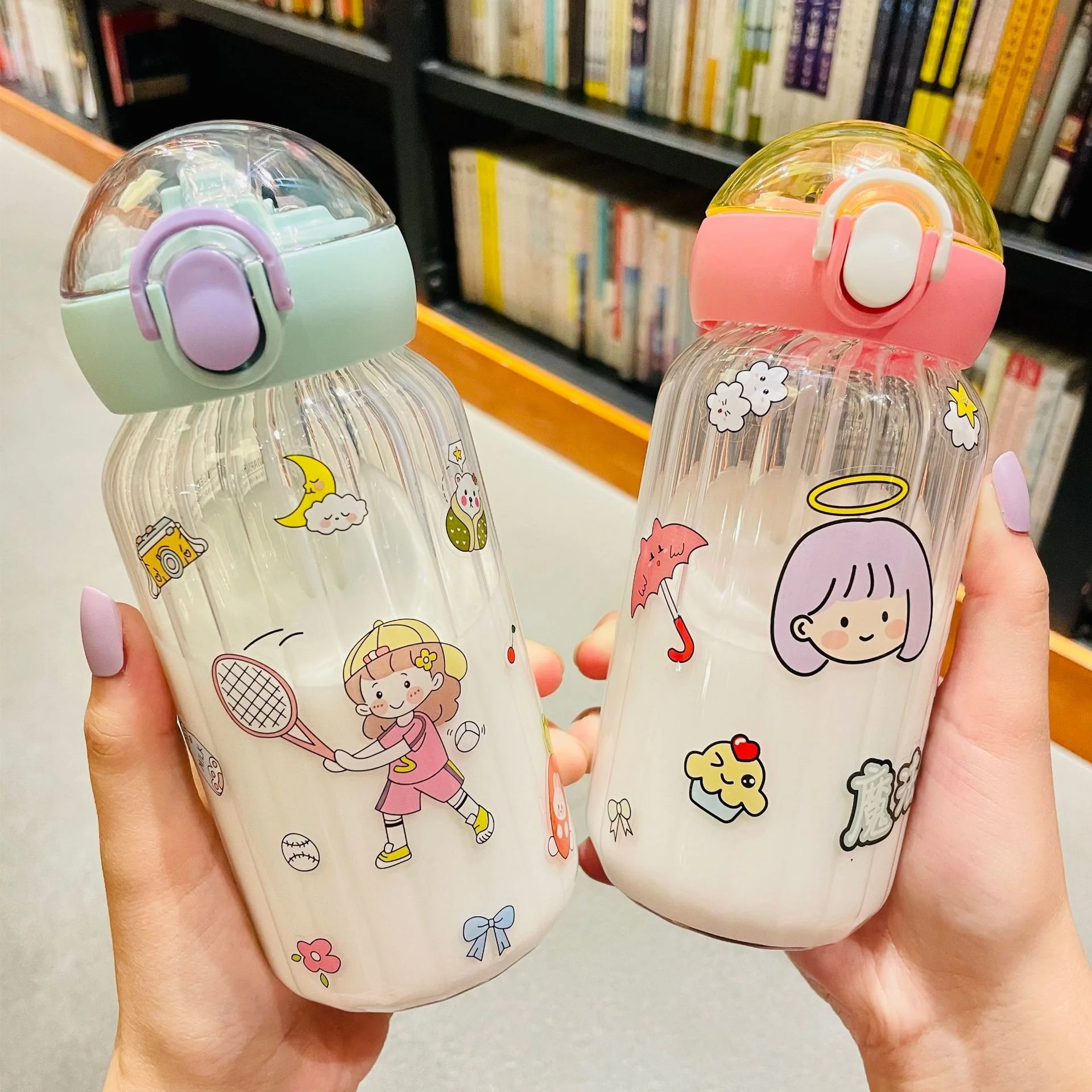 

Lovely Girl High Borosilicate Glass Water Cup Student Simple and Fresh Sen Series Handy Cup Sports Portable Small Cup